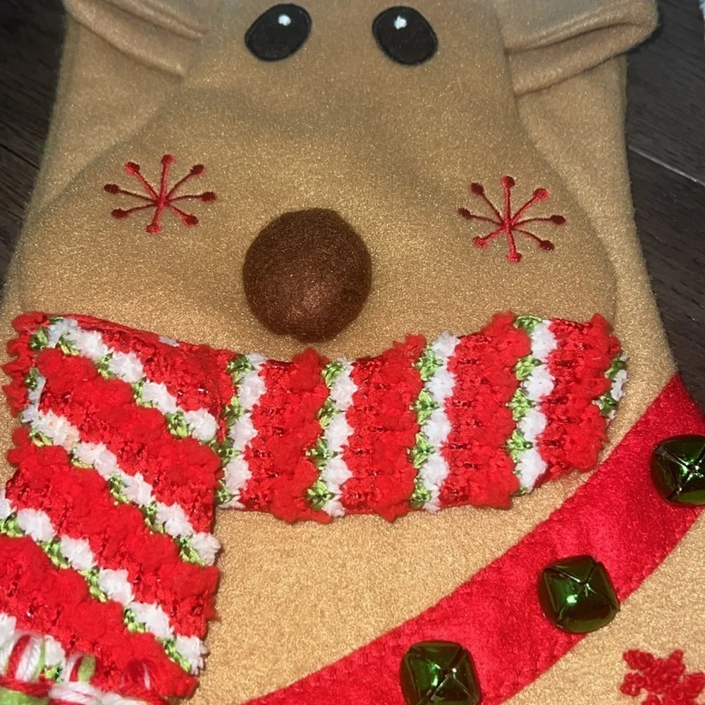 Set of two jingle bell reindeer Christmas stockings
